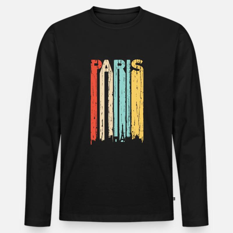 Paris - Männer Premium Bio Langarmshirt - Schwarz