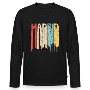 Madrid - T-shirt manches longues Premium bio Homme - noir - Devant - Nico (187cm)