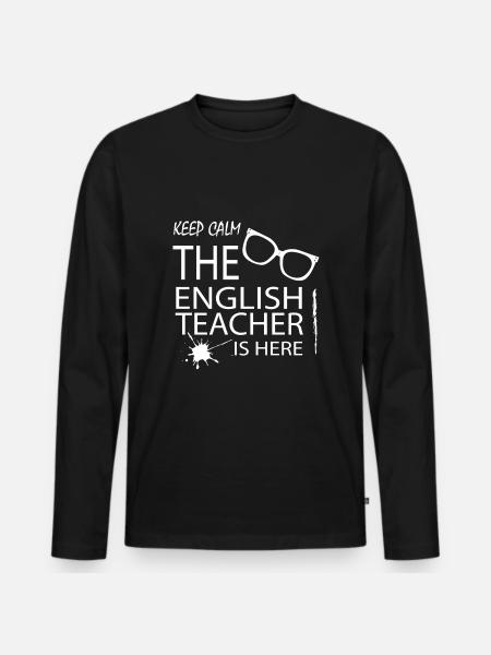 Englisch Lehrer - Männer Premium Bio Langarmshirt - Schwarz