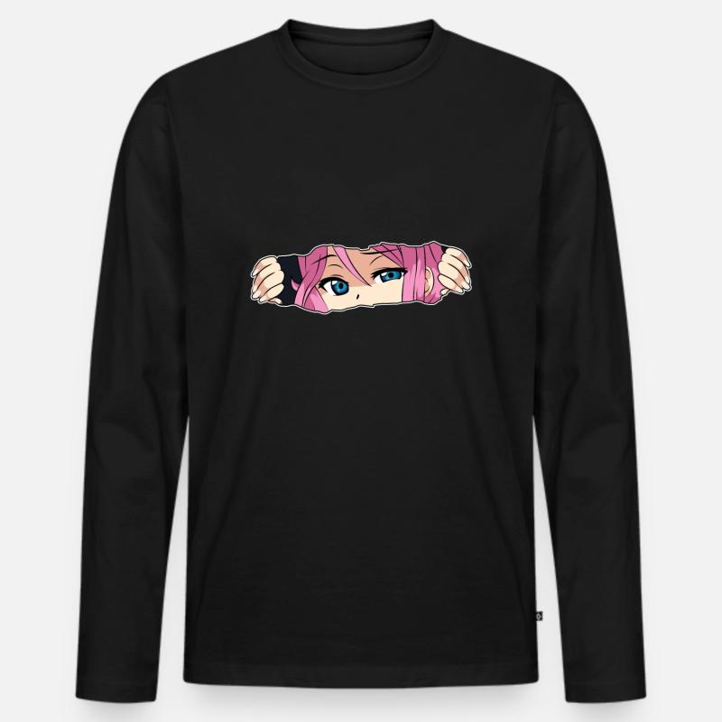 Anime Mädchen - Männer Premium Bio Langarmshirt - Schwarz