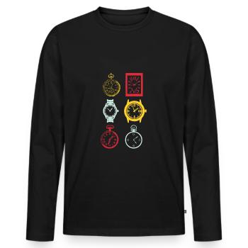 Montres - T-shirt manches longues Premium bio Homme - noir - Devant - Nico (187cm)