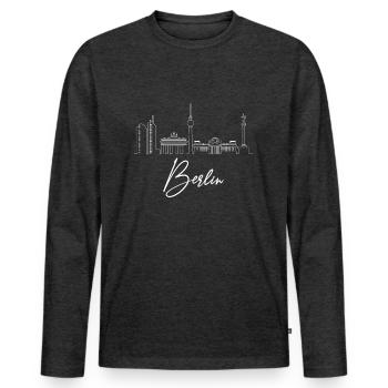 Berlin Berlin Berlin Skyline - T-shirt manches longues Premium bio Homme - anthracite chiné - Devant - Nico (187cm)