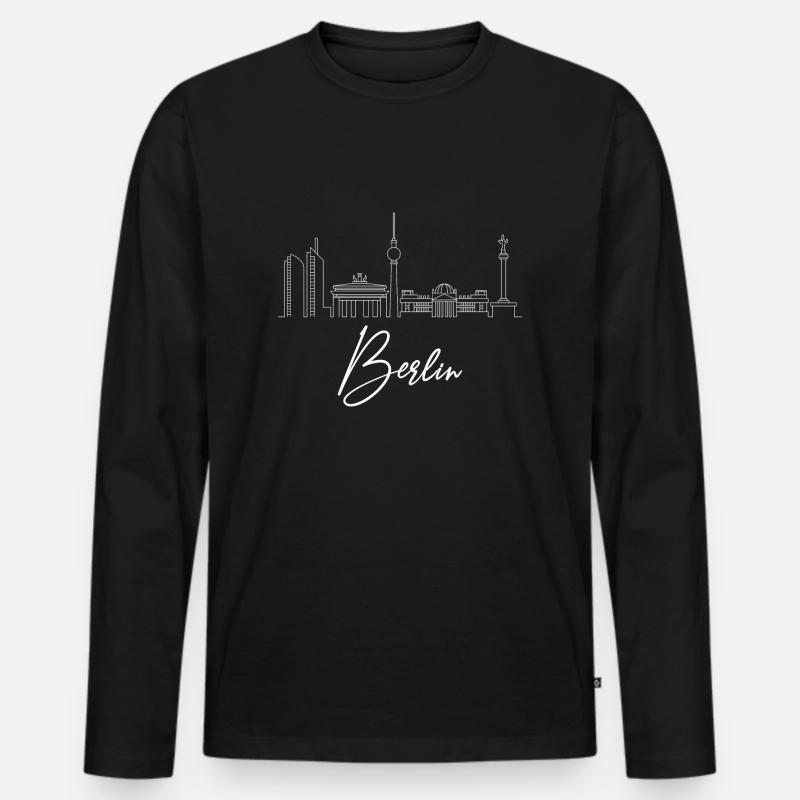 Berlin Berlin Berlin Skyline - Männer Premium Bio Langarmshirt - Schwarz