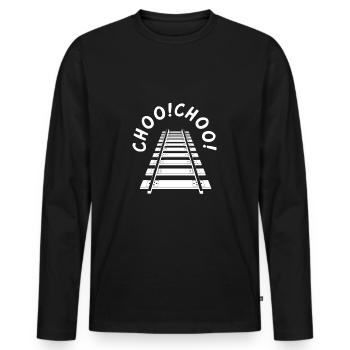 Chemin de fer - T-shirt manches longues Premium bio Homme - noir - Devant - Nico (187cm)