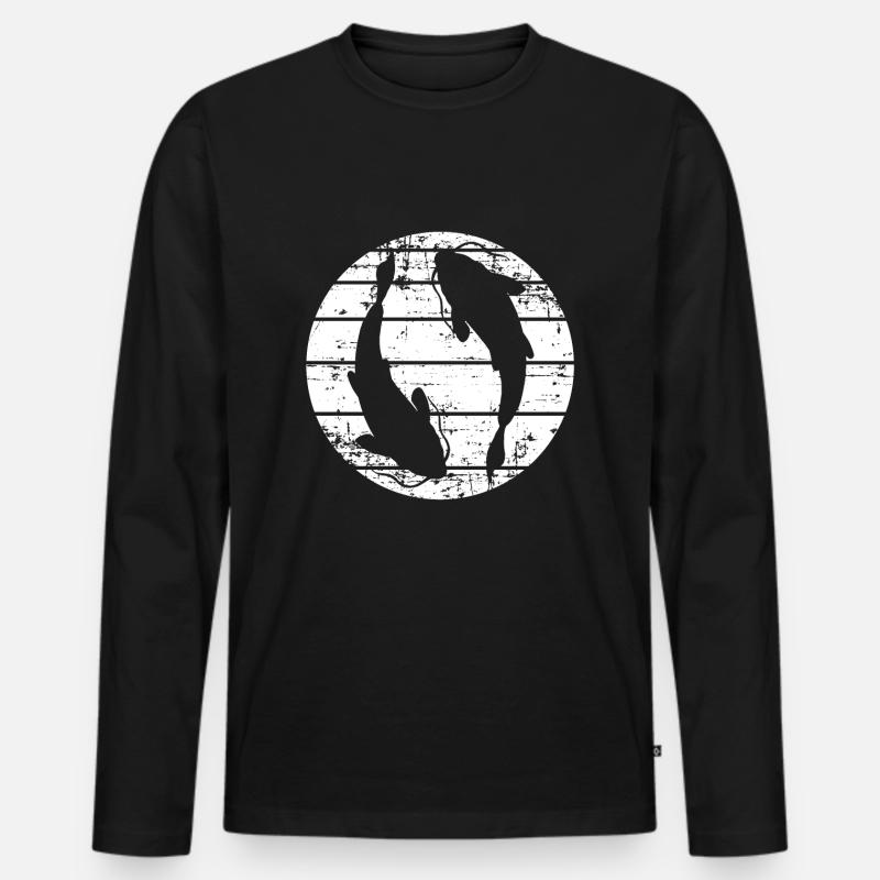 Karpfen - Männer Premium Bio Langarmshirt - Schwarz