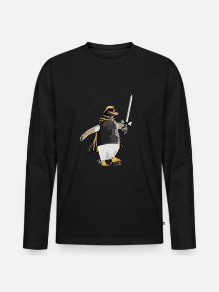 Penguin Knight Armor - Men's Premium Organic Long Sleeve Shirt - black