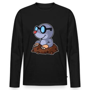 Maulwurf - Männer Premium Bio Langarmshirt - Schwarz - Vorne - Nico (187cm)