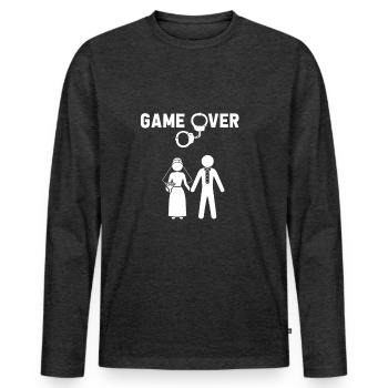 Game Over Wedding Marriage Engagement Marriage Couple - Men's Premium Organic Long Sleeve Shirt - heather anthracite - Front - Nico (187cm)