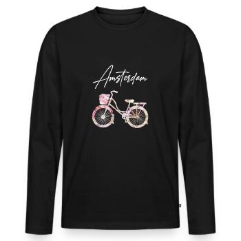 Amsterdam - Men's Premium Organic Long Sleeve Shirt - black - Front - Nico (187cm)