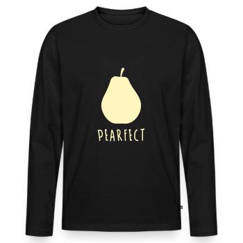 Birne - Männer Premium Bio Langarmshirt - Schwarz - Vorne - Nico (187cm)