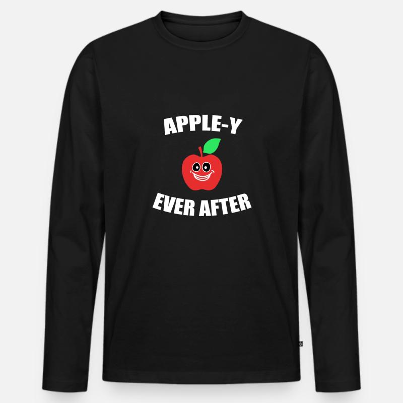 Apfel - Männer Premium Bio Langarmshirt - Schwarz
