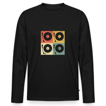Schallplattenspieler Vinyl - Männer Premium Bio Langarmshirt - Schwarz - Vorne - Nico (187cm)