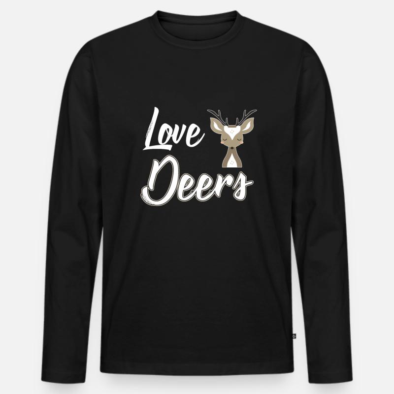 Hirsch Reh - Männer Premium Bio Langarmshirt - Schwarz