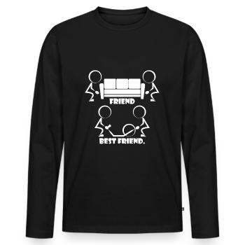 Freund und Bester Freund - Männer Premium Bio Langarmshirt - Schwarz - Vorne - Nico (187cm)