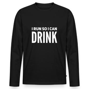 Running and drinking - Men's Premium Organic Long Sleeve Shirt - black - Front - Nico (187cm)