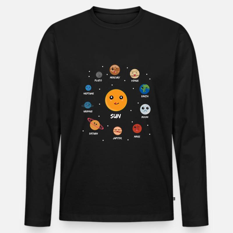 Sonnensystem - Männer Premium Bio Langarmshirt - Schwarz