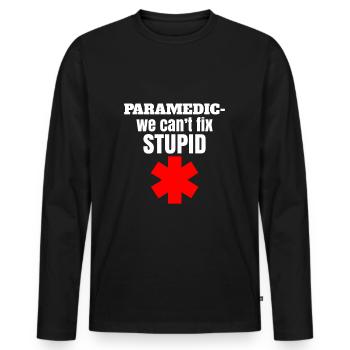 Drôle de service de secours Sort &ambulancier - T-shirt manches longues Premium bio Homme - noir - Devant - Nico (187cm)