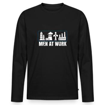 Employé de centrale - T-shirt manches longues Premium bio Homme - noir - Devant - Nico (187cm)
