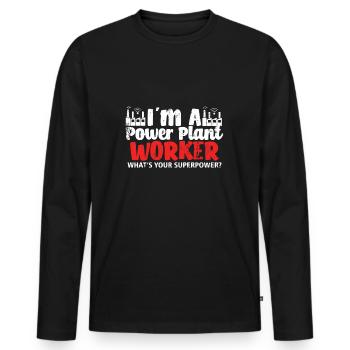 Employé drôle de centrale électrique disant - T-shirt manches longues Premium bio Homme - noir - Devant - Nico (187cm)