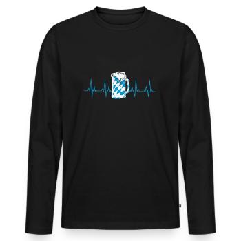 Bayern Bier Herzschlag - Männer Premium Bio Langarmshirt - Schwarz - Vorne - Nico (187cm)