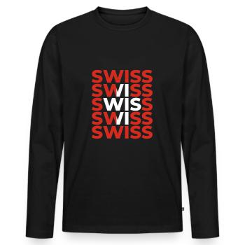 Swiss - Männer Premium Bio Langarmshirt - Schwarz - Vorne - Nico (187cm)