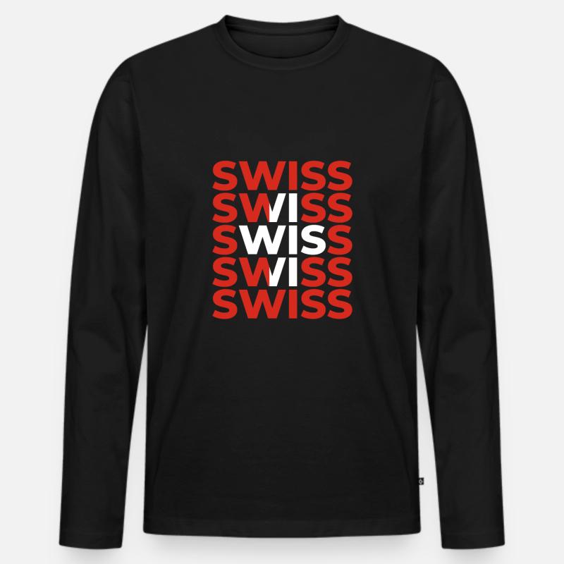 Swiss - Männer Premium Bio Langarmshirt - Schwarz