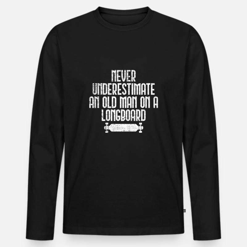 Longboard Spruch - Männer Premium Bio Langarmshirt - Schwarz