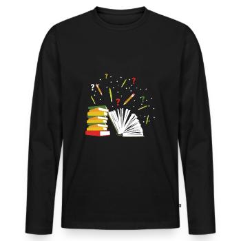 Books library - Men's Premium Organic Long Sleeve Shirt - black - Front - Nico (187cm)