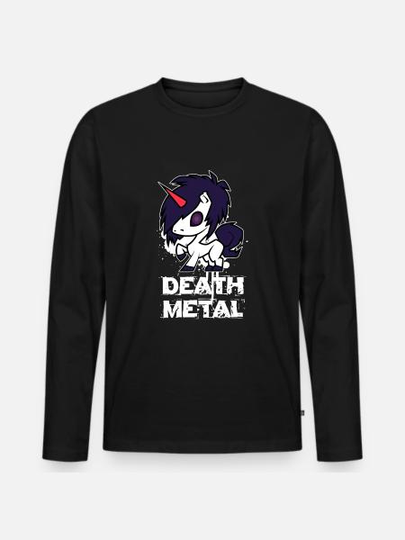 Death Metal Einhorn - Männer Premium Bio Langarmshirt - Schwarz