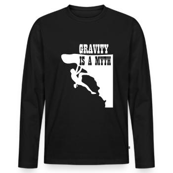 La gravité est un mythe - T-shirt manches longues Premium bio Homme - noir - Devant - Nico (187cm)