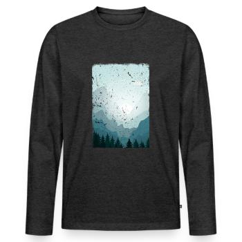 Paysage - T-shirt manches longues Premium bio Homme - anthracite chiné - Devant - Nico (187cm)
