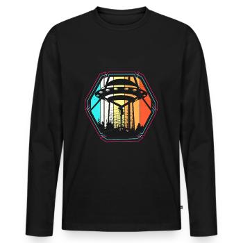 UFO - Men's Premium Organic Long Sleeve Shirt - black - Front - Nico (187cm)