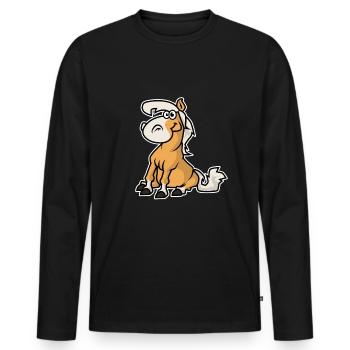 Haflinger - T-shirt manches longues Premium bio Homme - noir - Devant - Nico (187cm)