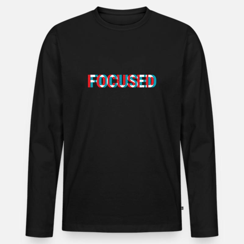Fokus 3D - Männer Premium Bio Langarmshirt - Schwarz