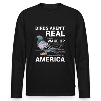 Pigeons De Conspiration Drôle - T-shirt manches longues Premium bio Homme - noir - Devant - Nico (187cm)