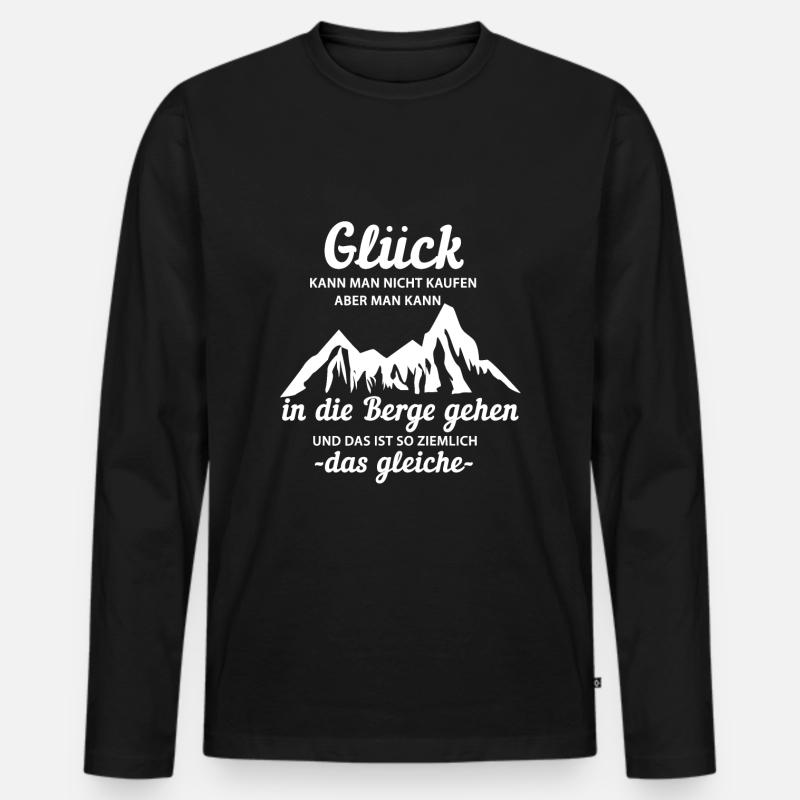 Glück In Den Bergen - Männer Premium Bio Langarmshirt - Schwarz