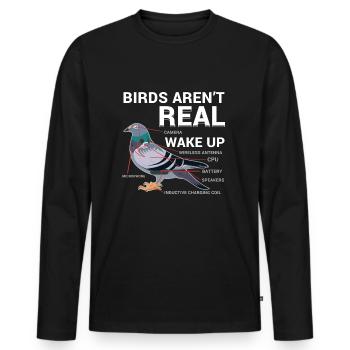 Pigeons De Conspiration Drôle - T-shirt manches longues Premium bio Homme - noir - Devant - Nico (187cm)