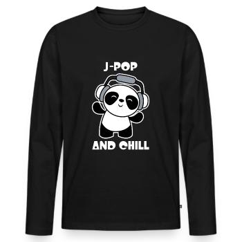 J-Pop And Chill Kawaii Panda - Männer Premium Bio Langarmshirt - Schwarz - Vorne - Nico (187cm)