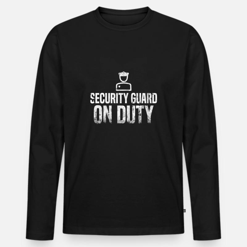 Wachmann Im Dienst - Männer Premium Bio Langarmshirt - Schwarz
