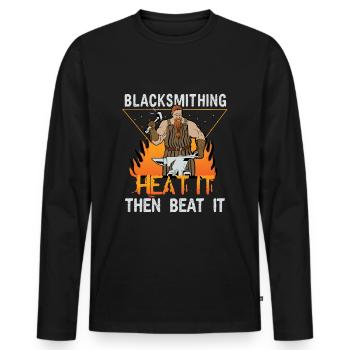 forge - Men's Premium Organic Long Sleeve Shirt - black - Front - Nico (187cm)