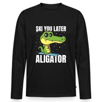 Ski driving Funny - Men's Premium Organic Long Sleeve Shirt - black - Front - Nico (187cm)