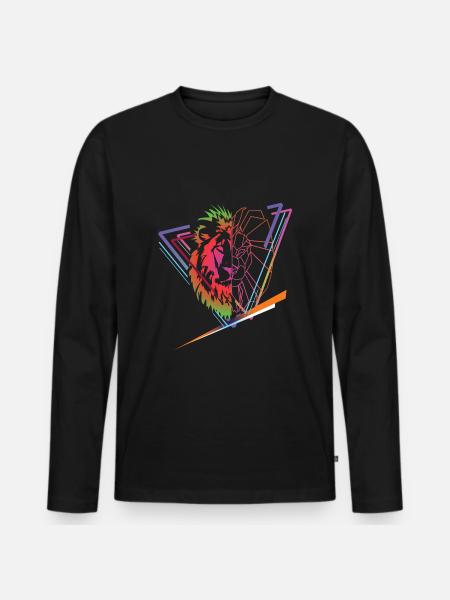 lion's head - Men's Premium Organic Long Sleeve Shirt - black