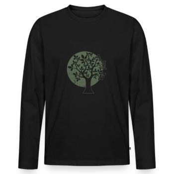 Baum - Männer Premium Bio Langarmshirt - Schwarz - Vorne - Nico (187cm)