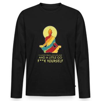 Innere Ruhe Yoga Meditation Fuck You - Männer Premium Bio Langarmshirt - Schwarz - Vorne - Nico (187cm)