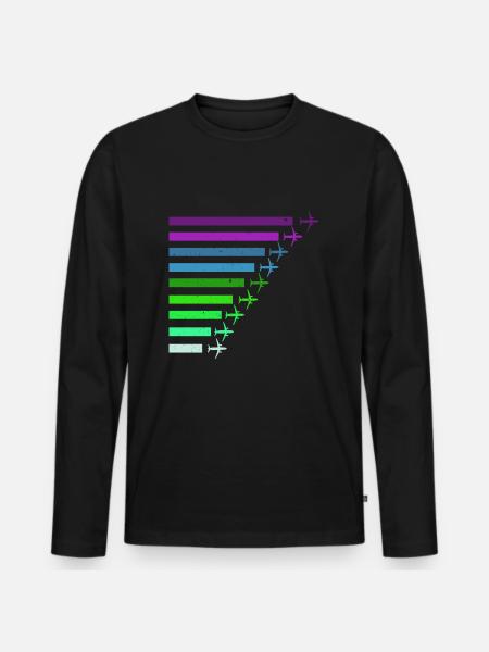 Flugzeuge Bunt - Männer Premium Bio Langarmshirt - Schwarz