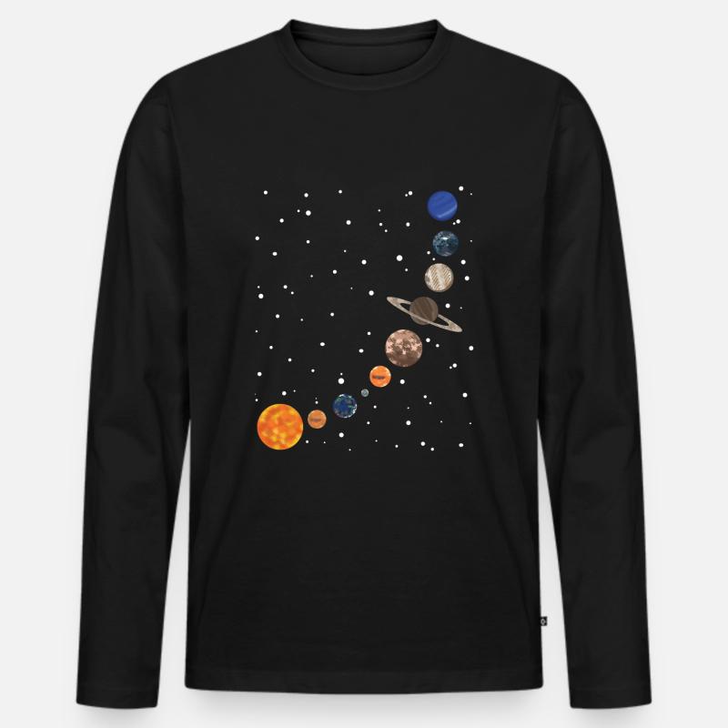 Milchstraße Planeten - Männer Premium Bio Langarmshirt - Schwarz