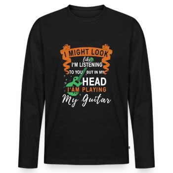 Musician guitars player - Men's Premium Organic Long Sleeve Shirt - black - Front - Nico (187cm)
