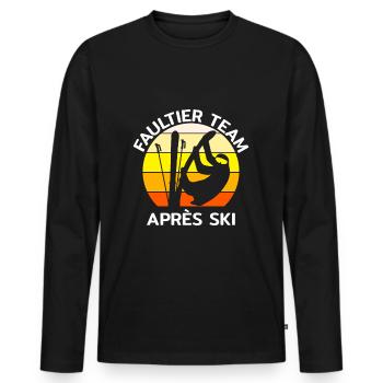 Sloth Team Apres-Ski Funny - Men's Premium Organic Long Sleeve Shirt - black - Front - Nico (187cm)