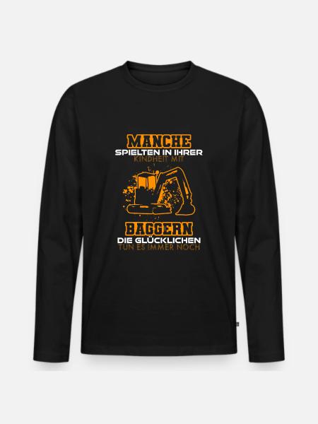 Bagger Meister - Männer Premium Bio Langarmshirt - Schwarz
