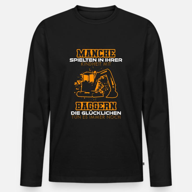 Bagger Meister - Männer Premium Bio Langarmshirt - Schwarz